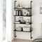 4-Tier Ladder Shelf, Wall-Mounted Bookcase with Wooden Boards & Metal Frame